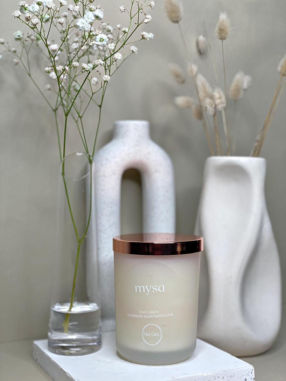 Minimal candle on plinth